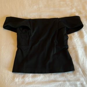 Black off-the-shoulder fitted crop top